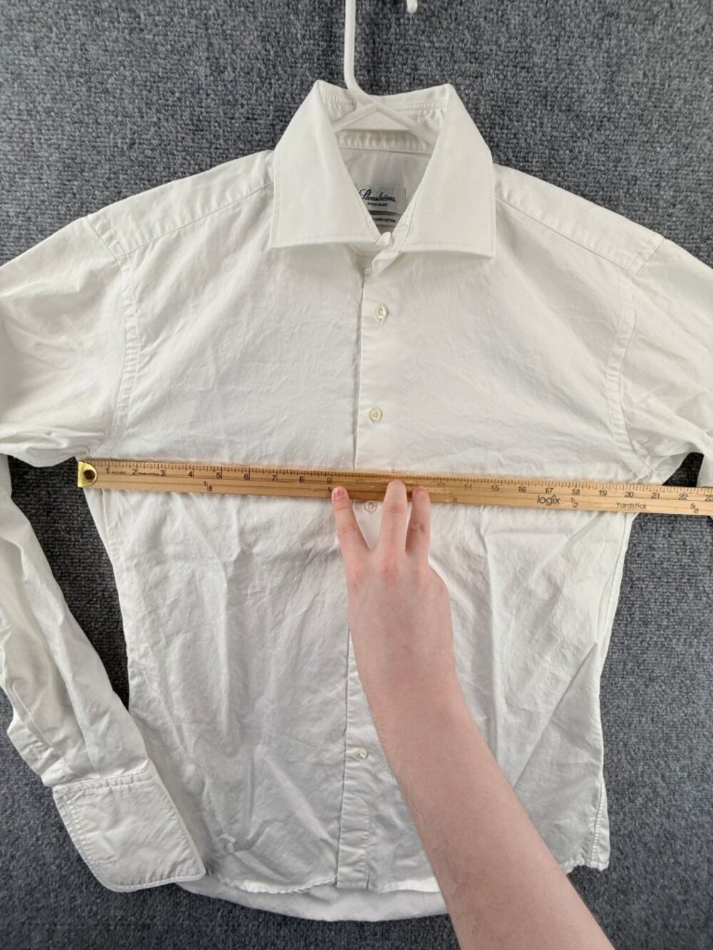 Stenstroms Twill Twofold Super Cotton 15.75 Fitted Body Men White Elegant Shirt - Picture 7 of 15